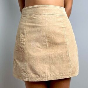 Y2K Cream Leather Mini Skirt